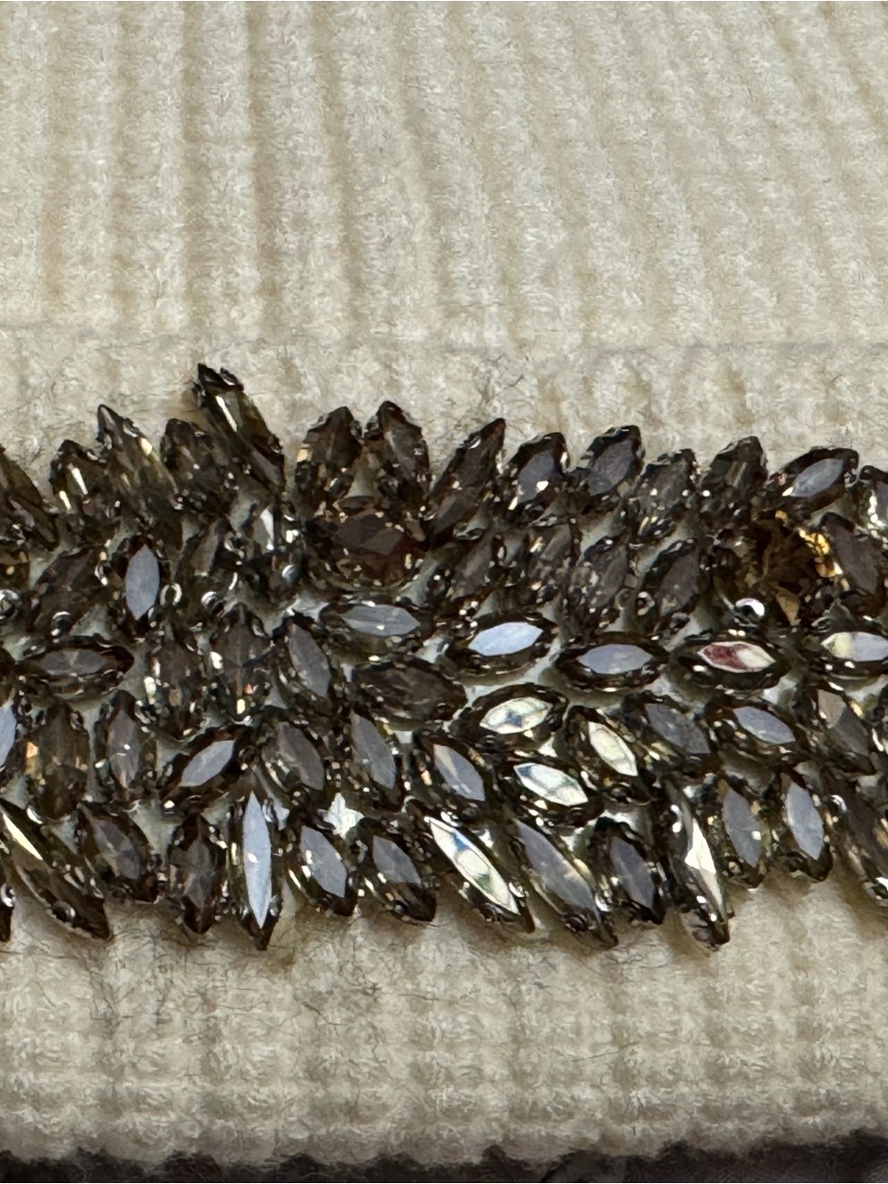 Rachel Zoe Cream Knit Beanie with Gold Crystal Band - Picture 3 of 4